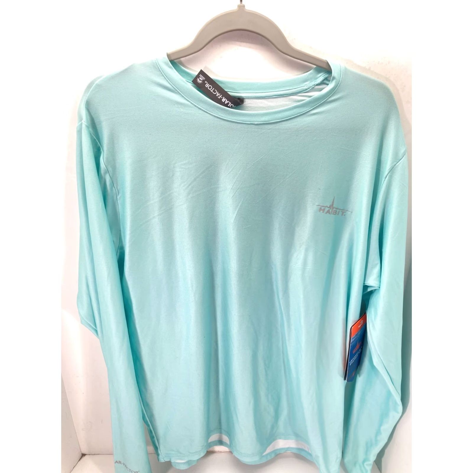 Habitat Habit Crooked ELM Graphic T-Shirt Mens M Aqua Blue Long Sleeve Solar Factor NWT Size US M / EU 48-50 / 2 - 2 Thumbnail
