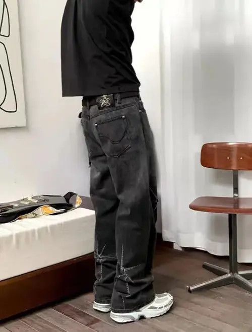 Japanese Brand × Jean Extra heavy industrial laser print punk wash jeans Size US 32 / EU 48 - 2 Thumbnail