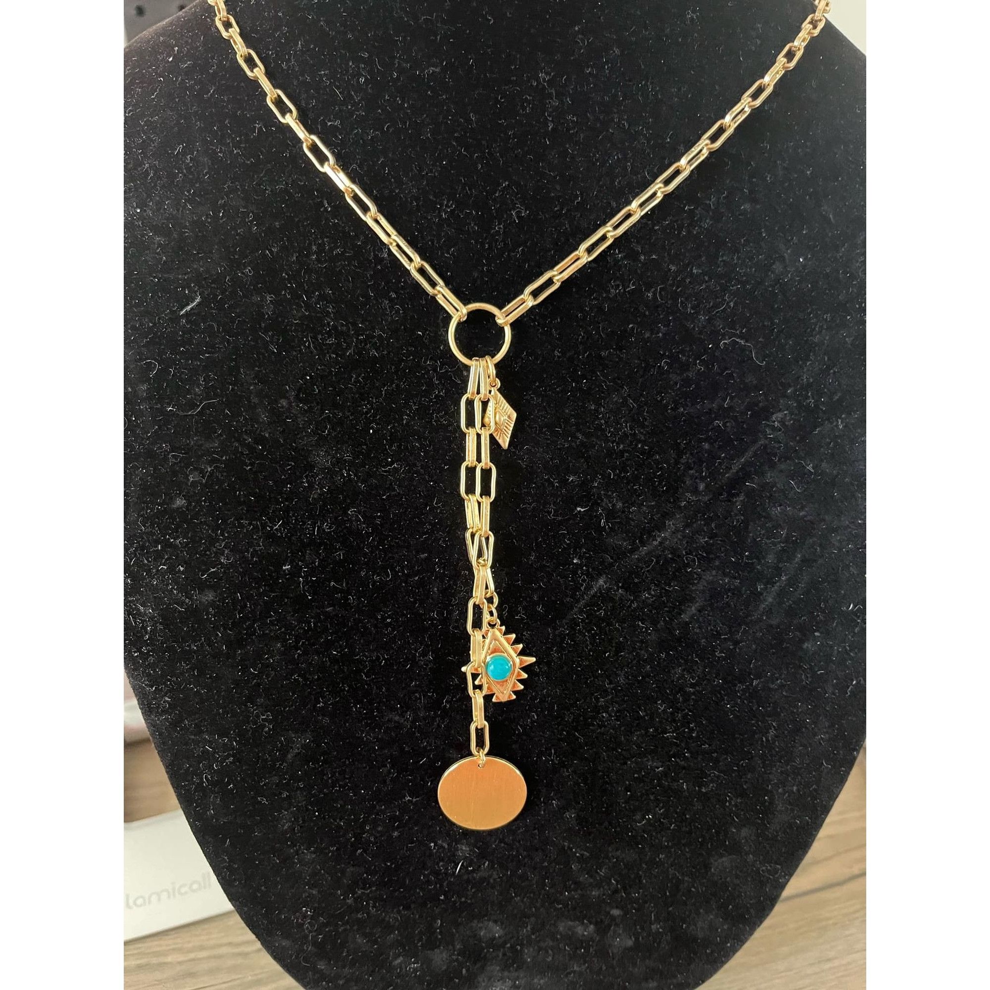 Rebecca Minkoff Rebecca Minkoff with Green Stone Charm and Gold Round Charm Size ONE SIZE - 1 Thumbnail
