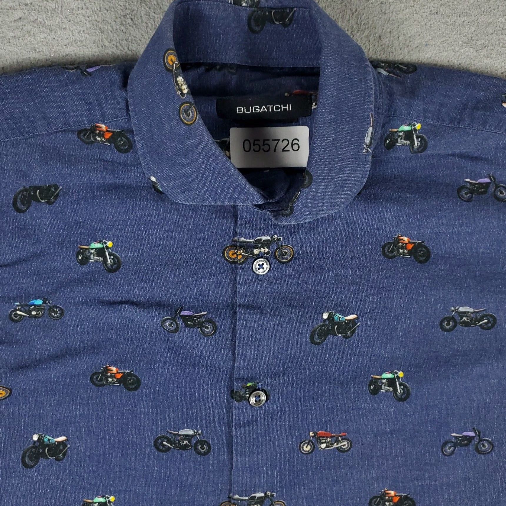 BUGATCHI VINTAGE Bugatchi Uomo Men's Shirt Medium Blue Motorcycle Print Geometric Long Sleeve Button-Up Classic Fit Casual Size US M / EU 48-50 / 2 - 2 Thumbnail