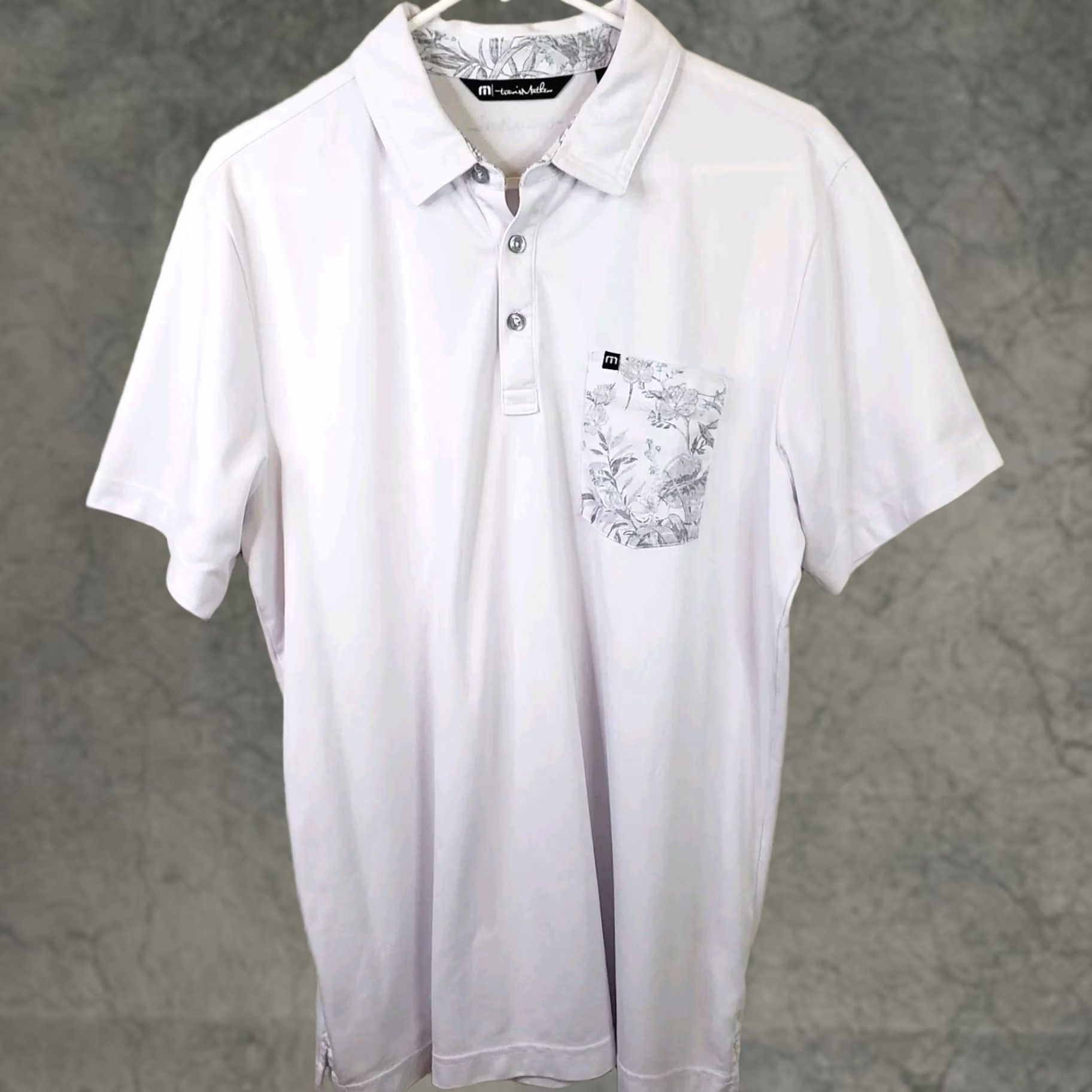 TravisMathew Travis Mathew Polo Shirt L Men's Golf Cotton Blend Pocket White Gray Logo Size US L / EU 52-54 / 3 - 1 Thumbnail