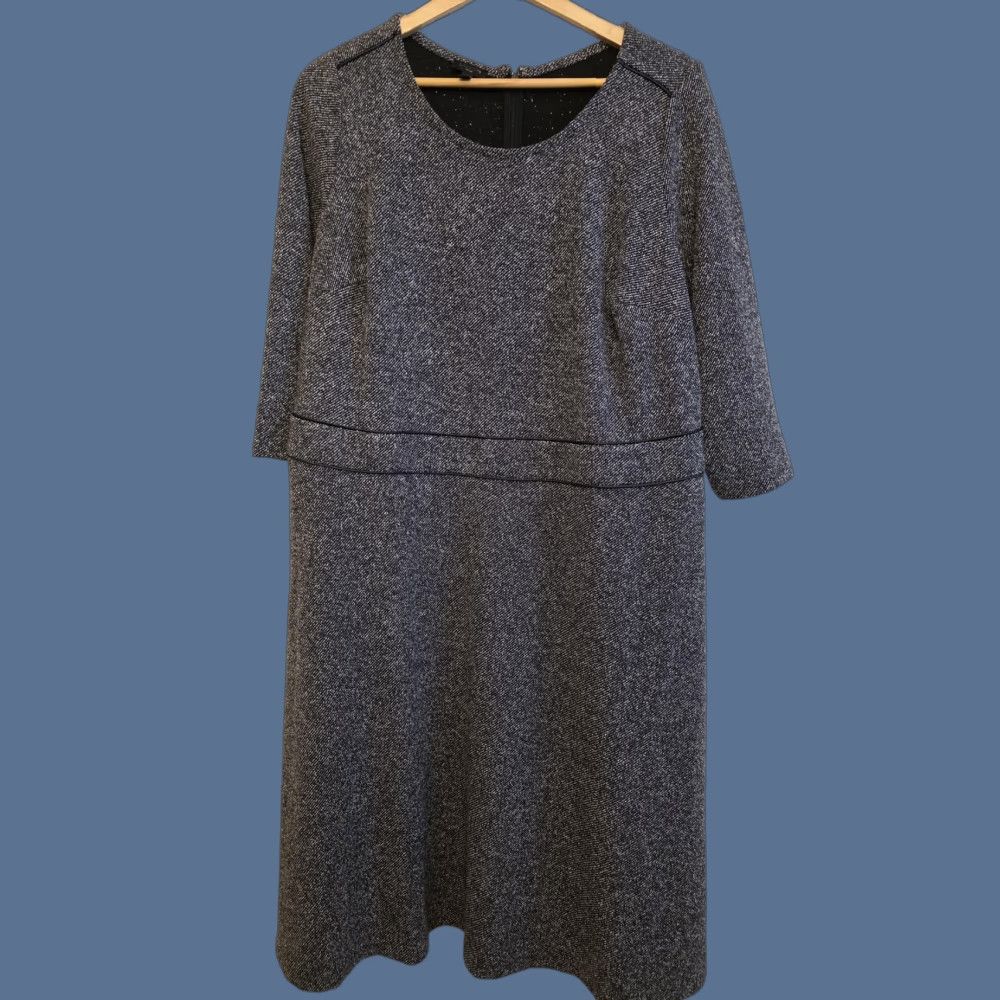 Talbots Talbots Dress Womens 14W Gray Herringbone Fit & Flare Midi Work Office Dress Size XL / US 12-14 / IT 48-50 - 1 Thumbnail