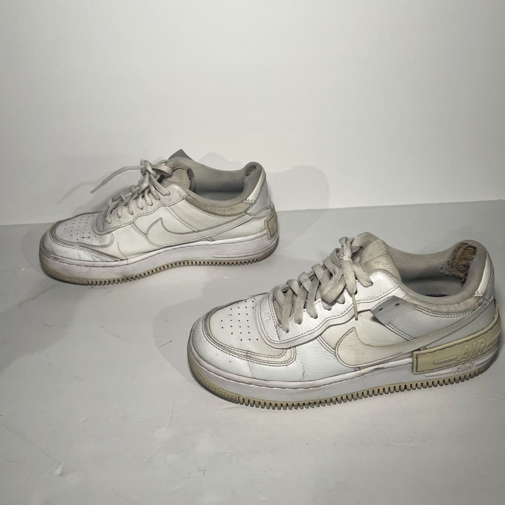 Nike Nike Air Force 1 Shadow Triple White Lace Up Sneakers Womens 10 Shoes Low Top Activewear 2023 C10919-100 Size US 8 / IT 38 - 3 Thumbnail