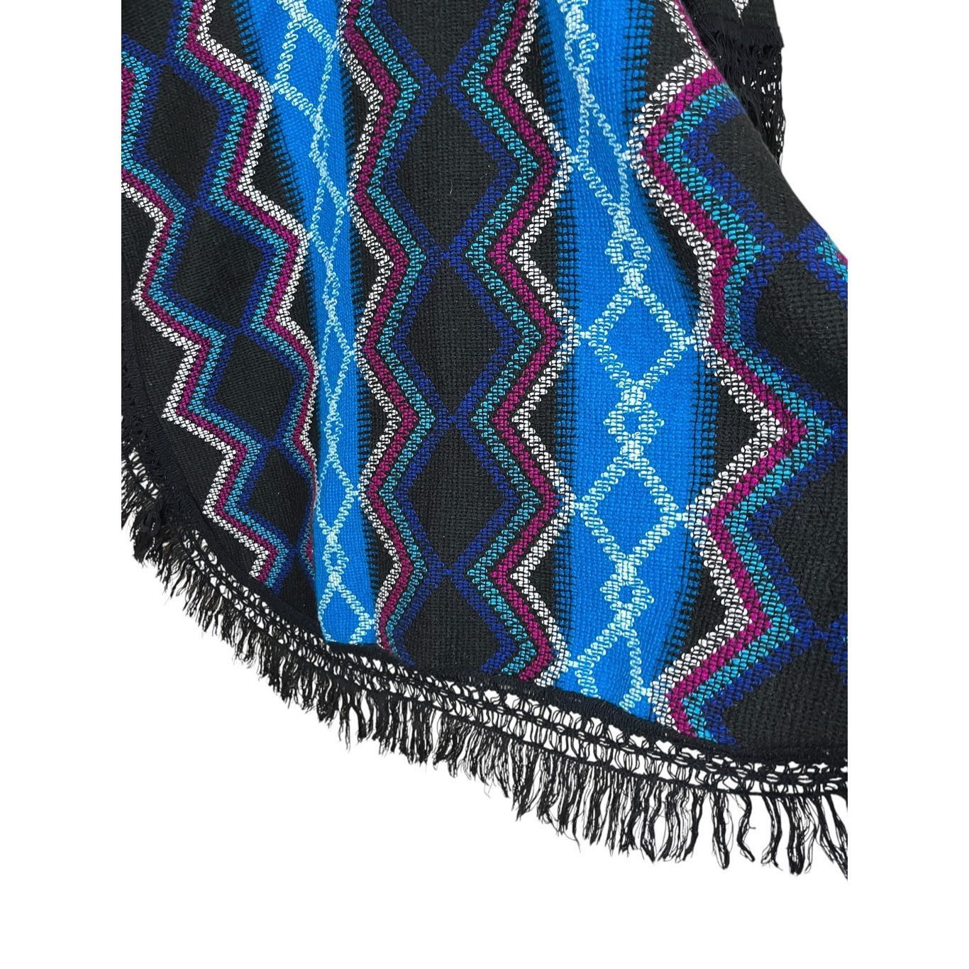Other Vintage Blue Knit Fringe Poncho One Size Size ONE SIZE - 6 Thumbnail