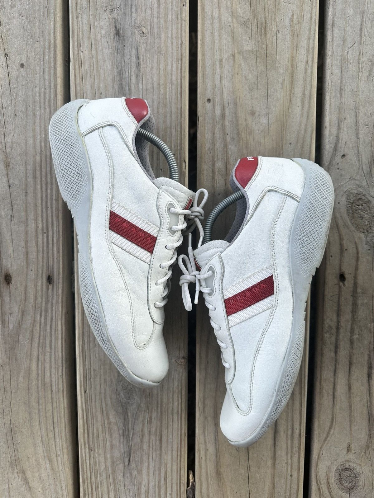 Prada Vintage Prada Cup White Leather Sneakers Size 9 Size US 11 / EU 44 - 1 Thumbnail
