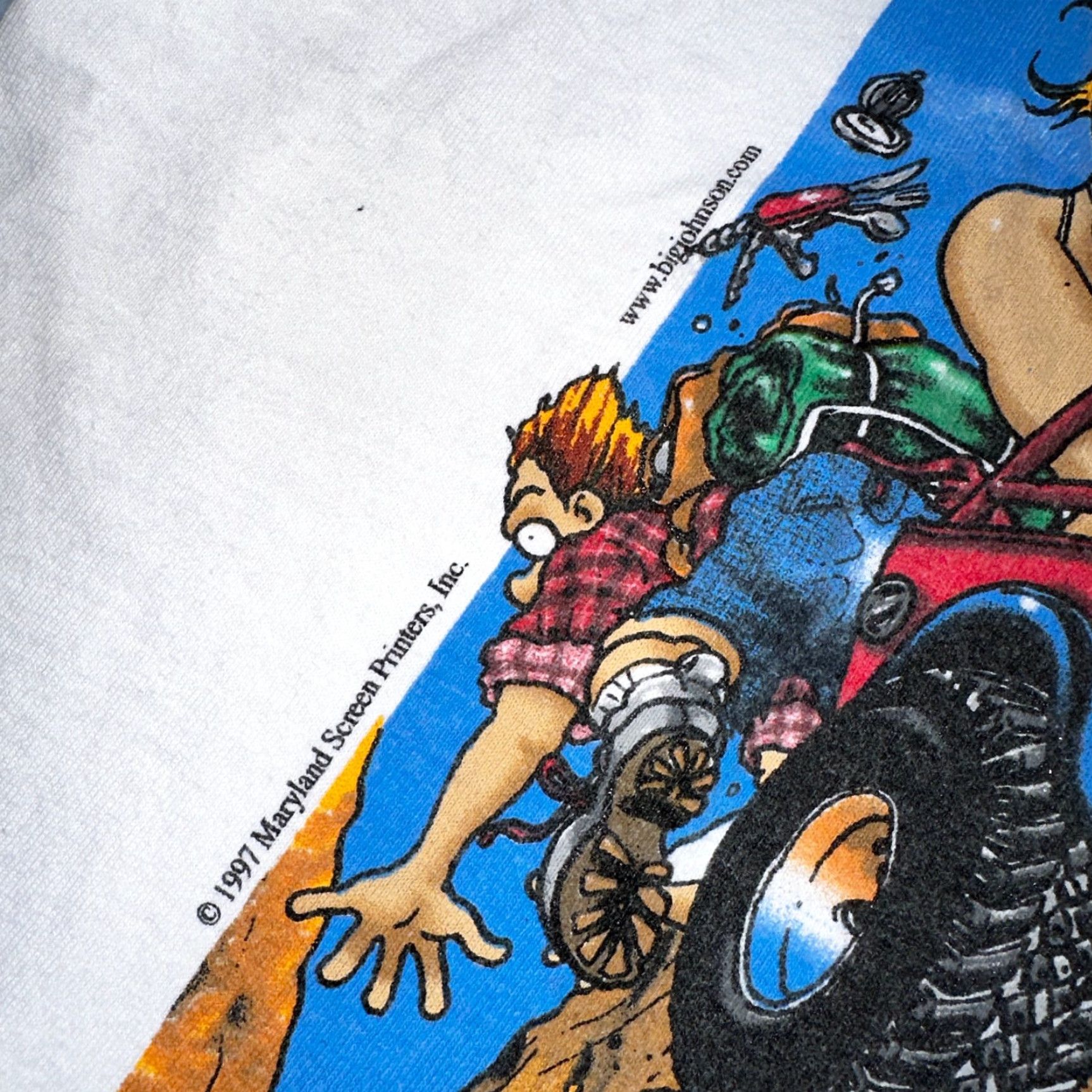 Big John VINTAGE Big Johnson T-Shirt Mens White Short Sleeve Crew Neck L 1997 90s Naughty Humor Trucks Graphic Print Vintage 70s 80s 90s Pattern Solid Size US L / EU 52-54 / 3 - 3 Thumbnail