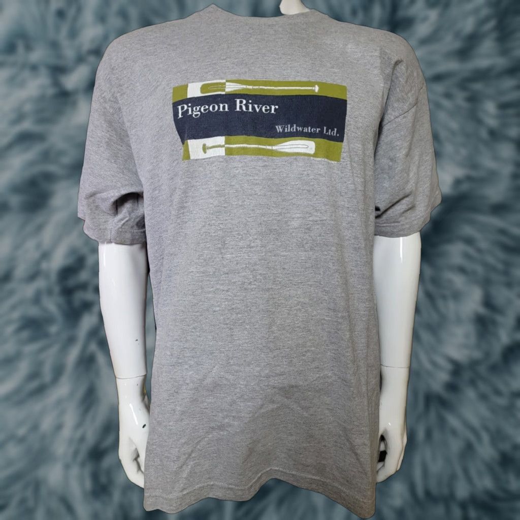 Vintage VINTAGE Bayside T Shirt 1998 XL Gray White Water Rafting Pigeon River Outdoor Kayak Mens Size US XL / EU 56 / 4 - 1 Thumbnail