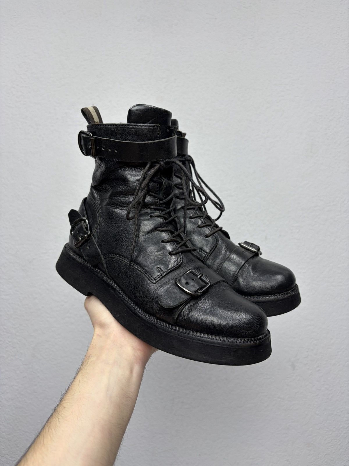 If Six Was Nine Vintage 00s Guidi CCP Style Distressed Leather Biker Boots Size US 7 / EU 40 - 3 Thumbnail