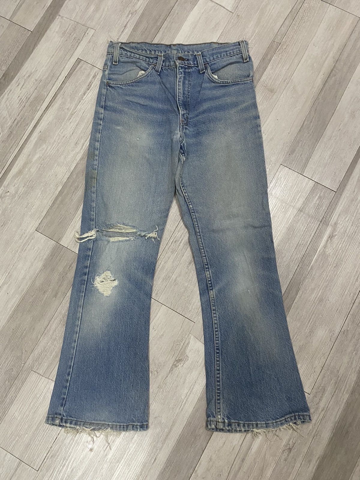 Vintage levi’s 575 orange tab ripped flare denim size 28
