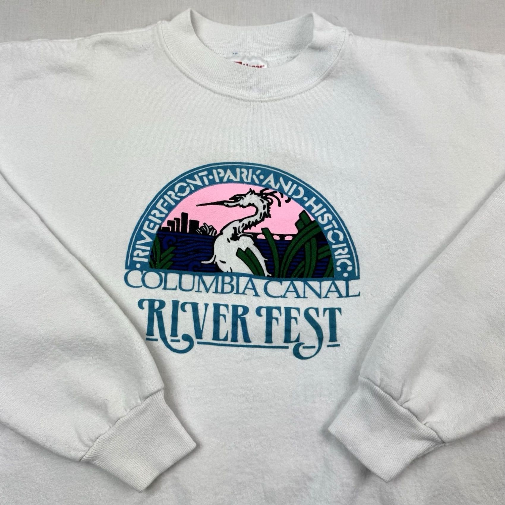 Hanes VINTAGE Columbia Sweatshirt Adult XL White 90s Nature Animals Hanes Crew Neck Pullover Cotton Mens Size US XL / EU 56 / 4 - 2 Thumbnail