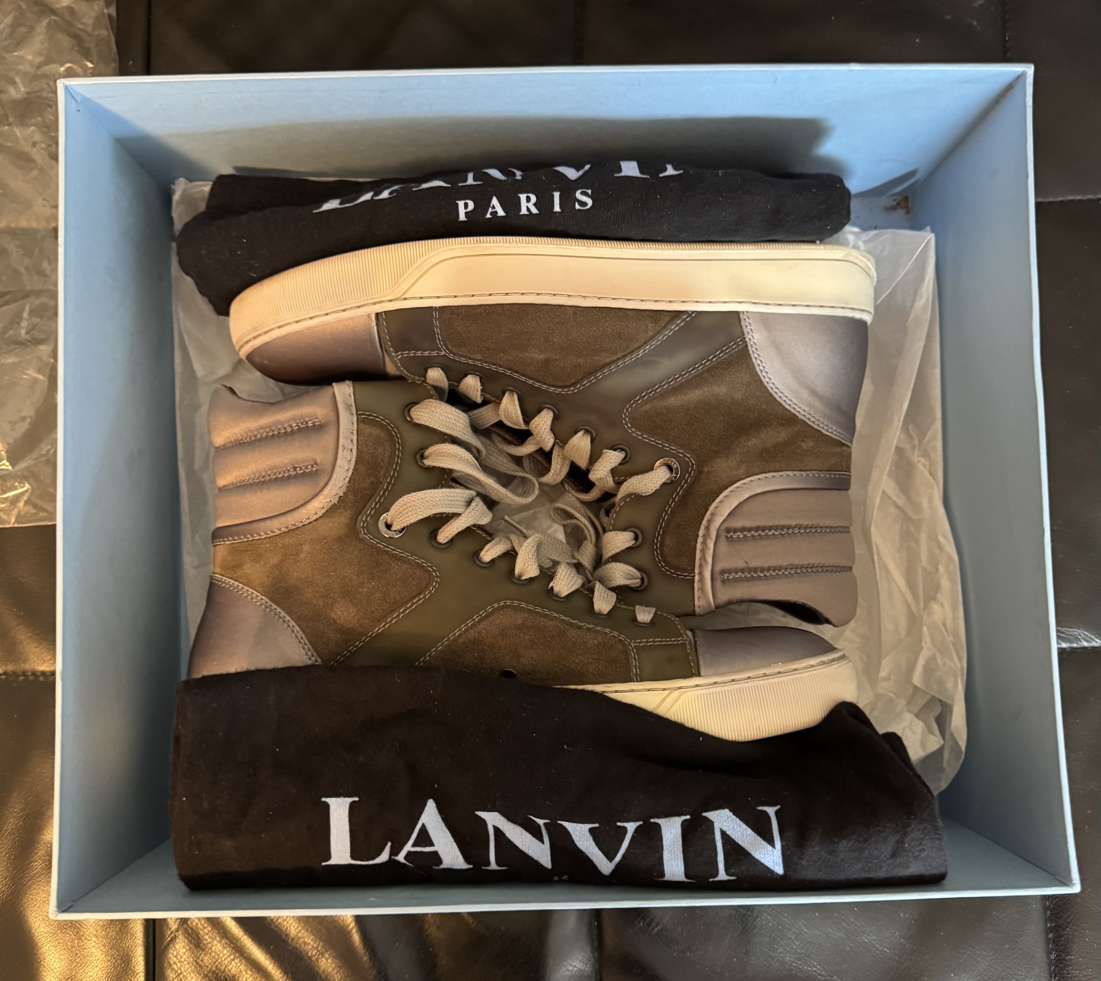 Lanvin Lanvin Tennis Haute Velours/Veau Metalisé High Trainer Size US 7 / EU 40 - 18 Thumbnail