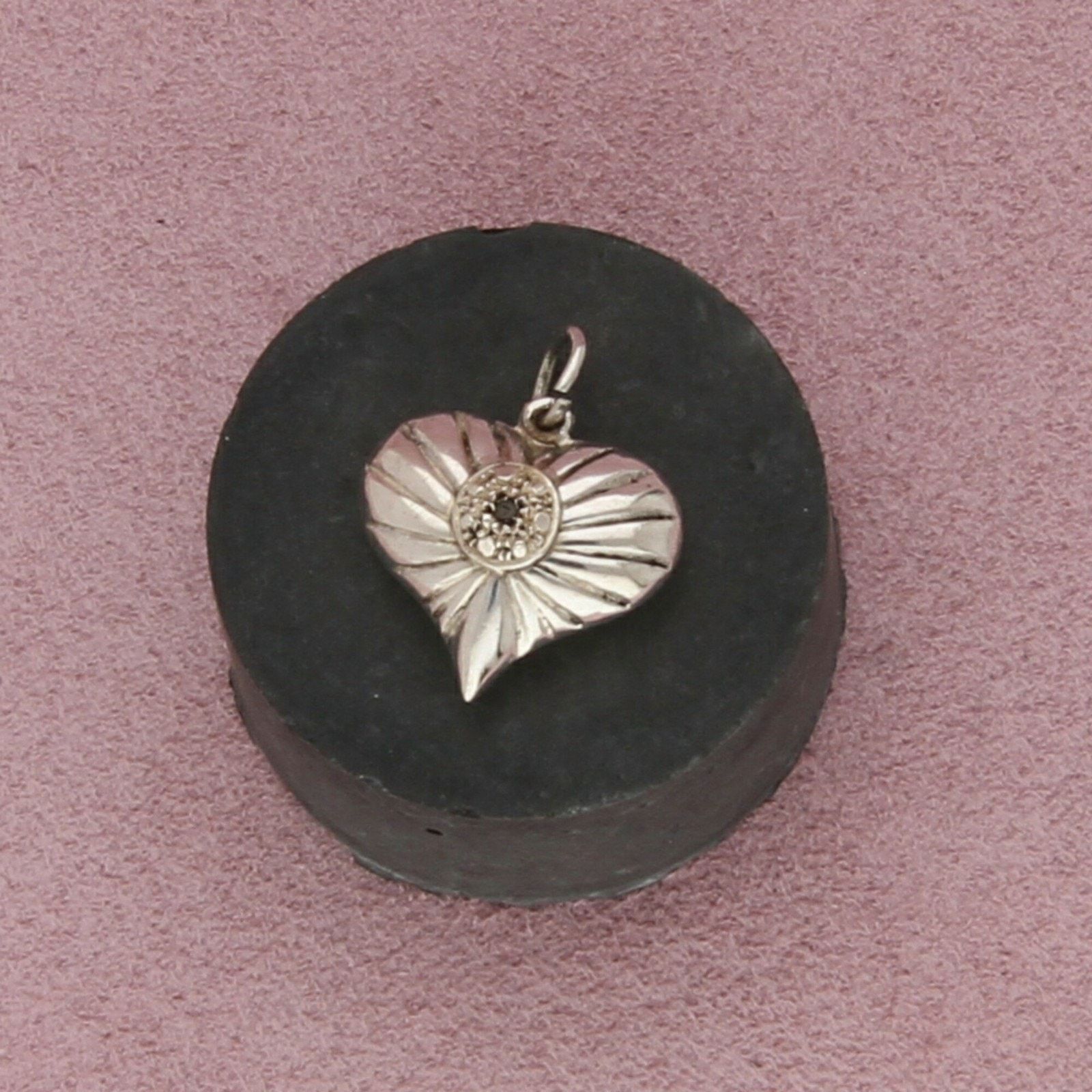 Sterling Silver sterling silver diamond accent puffy heart pendant Size ONE SIZE - 1 Thumbnail