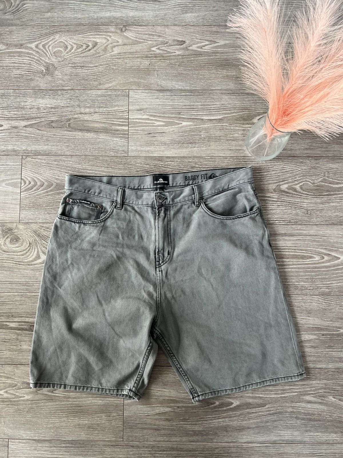 Quiksilver Archival Sk8 Quicksilver Opium Gray Baggy Jeans Shorts Size US 40 / EU 56 - 6 Thumbnail