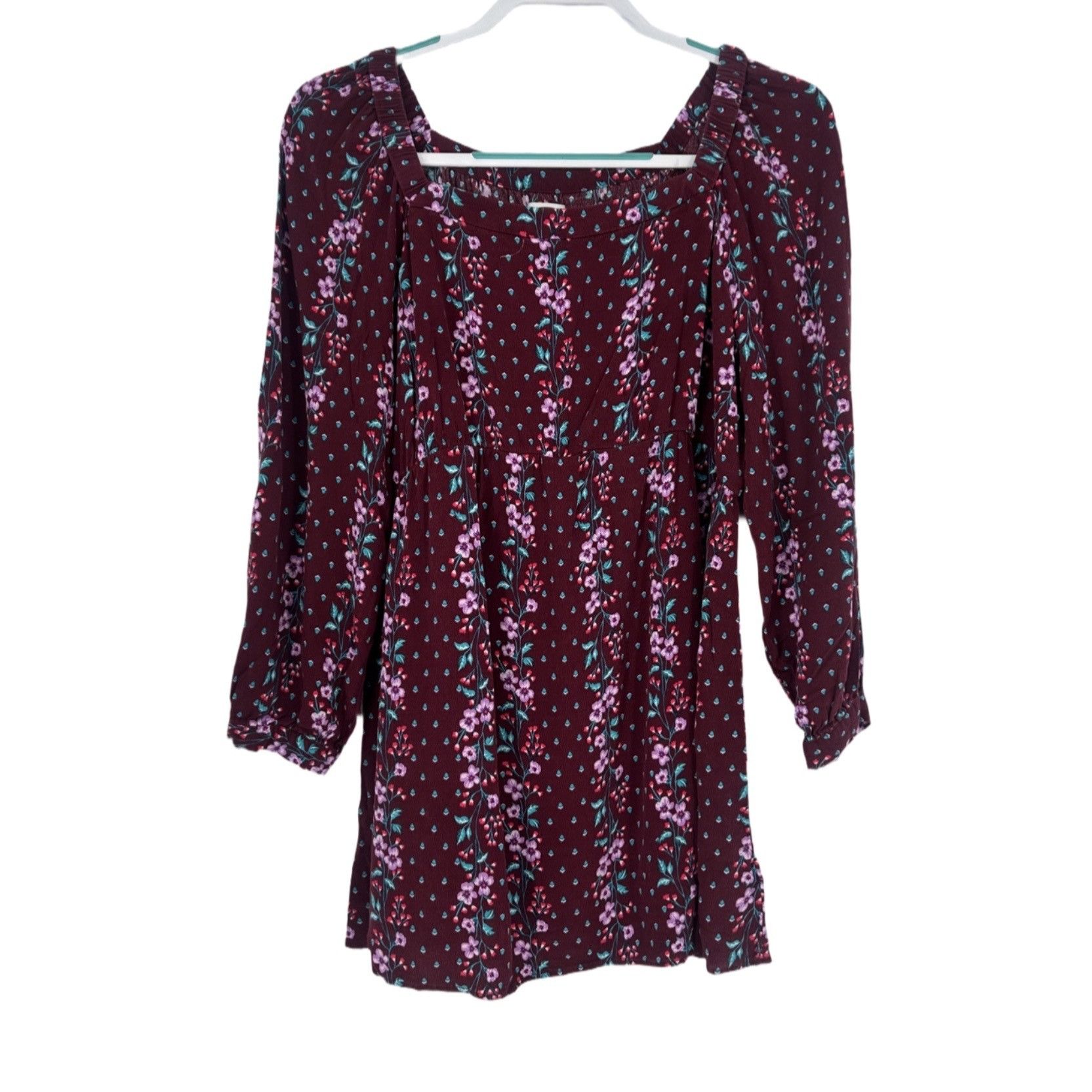 Old Navy Old Navy Portrait Top Women's Maroon Floral Size Large Size L / US 10 / IT 46 - 4 Thumbnail