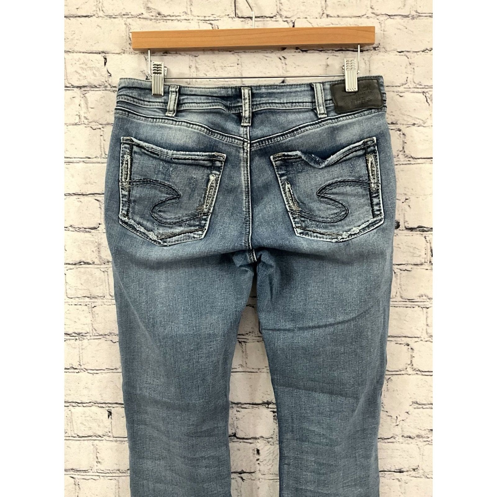 Silver Jeans Co. VINTAGE? No — Silver Jeans Womens Slim Bootcut Denim 30x31 Suki Mid Blue 5-Pocket Logo Jeans Size 30" / US 8 / IT 44 - 4 Thumbnail