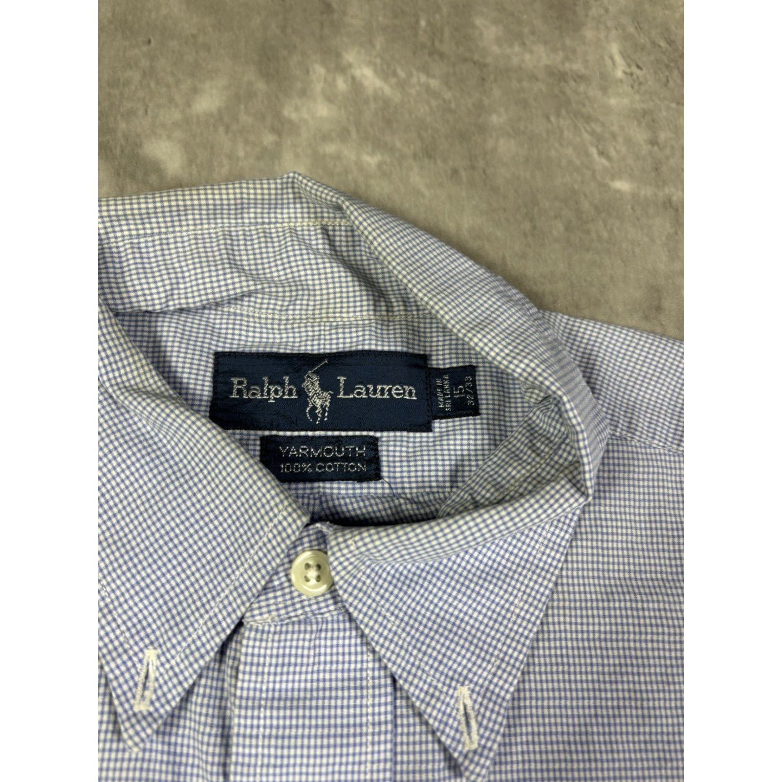 Ralph Lauren VINTAGE Ralph Lauren Blue Button-Down Woven Dress Shirt L Men's Plaid Cotton Shirt Size 42R - 5 Thumbnail