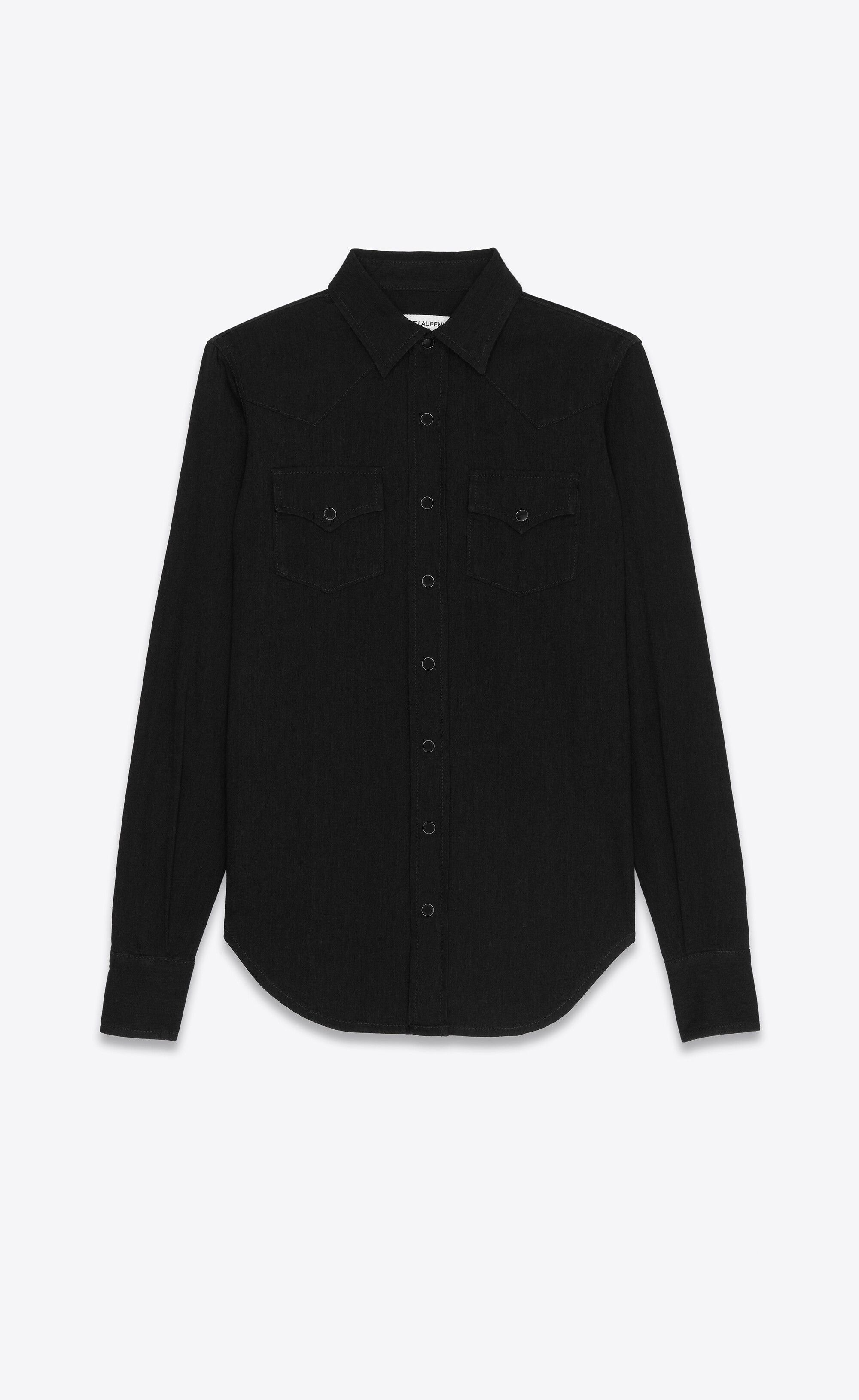 Saint Laurent Paris o1tp1o0125 Western Shirt Rinse Denim in Black Size XS / US 0-2 / IT 36-38 - 1 Thumbnail