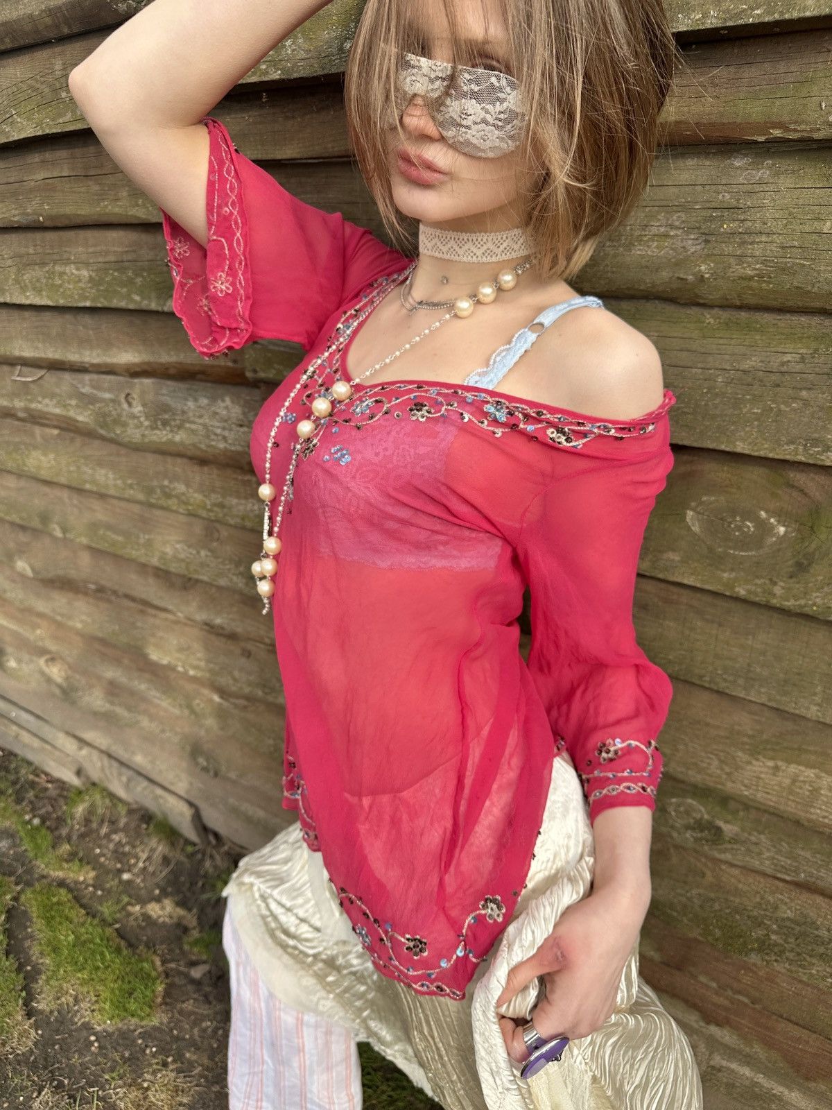 Vintage Vintage Silk hot pink translucent blouse Size S / US 4 / IT 40 - 3 Thumbnail