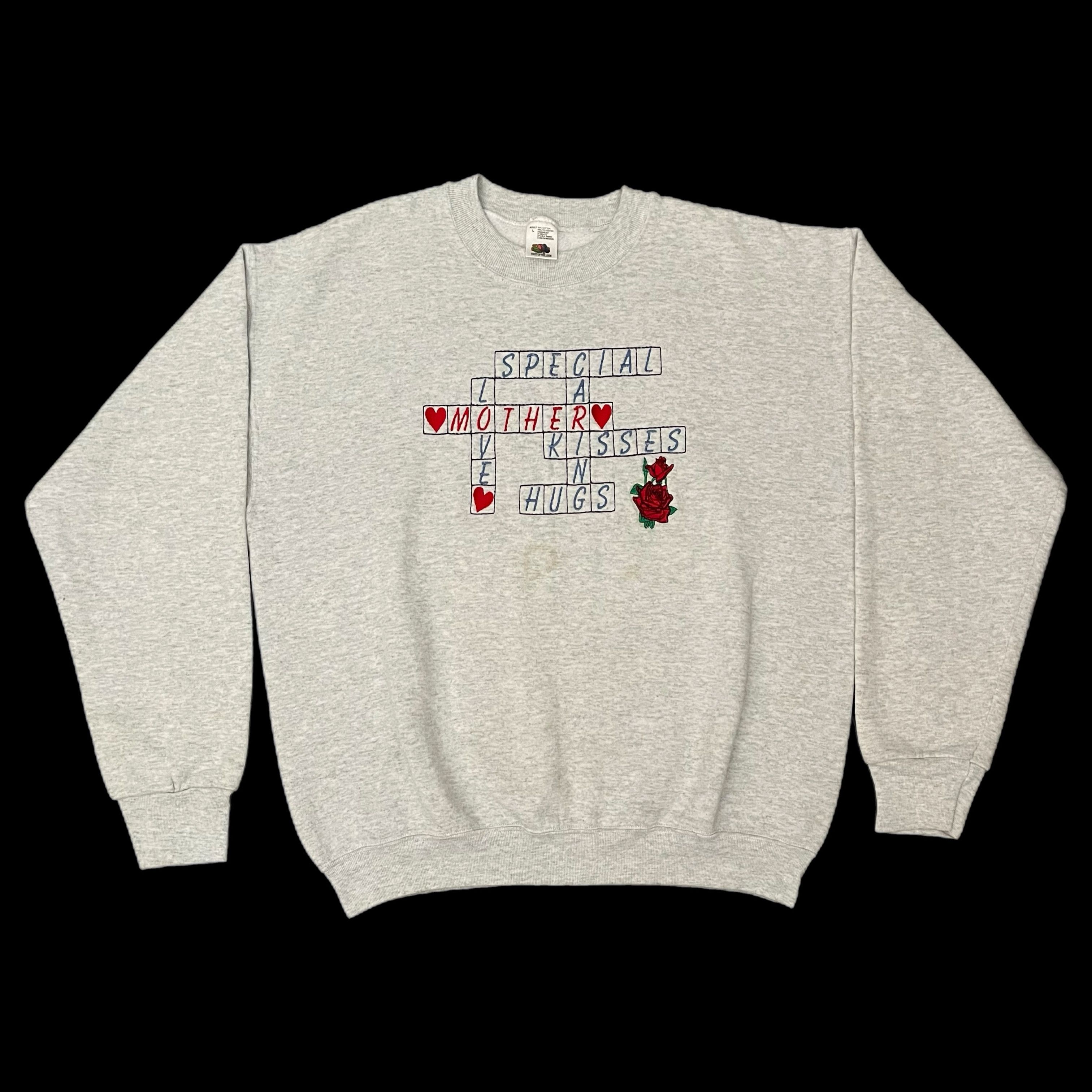 Fruit Of The Loom Vintage 90s Mother's Day Floral Roses Crossword Crewneck Size L / US 10 / IT 46 - 1 Thumbnail