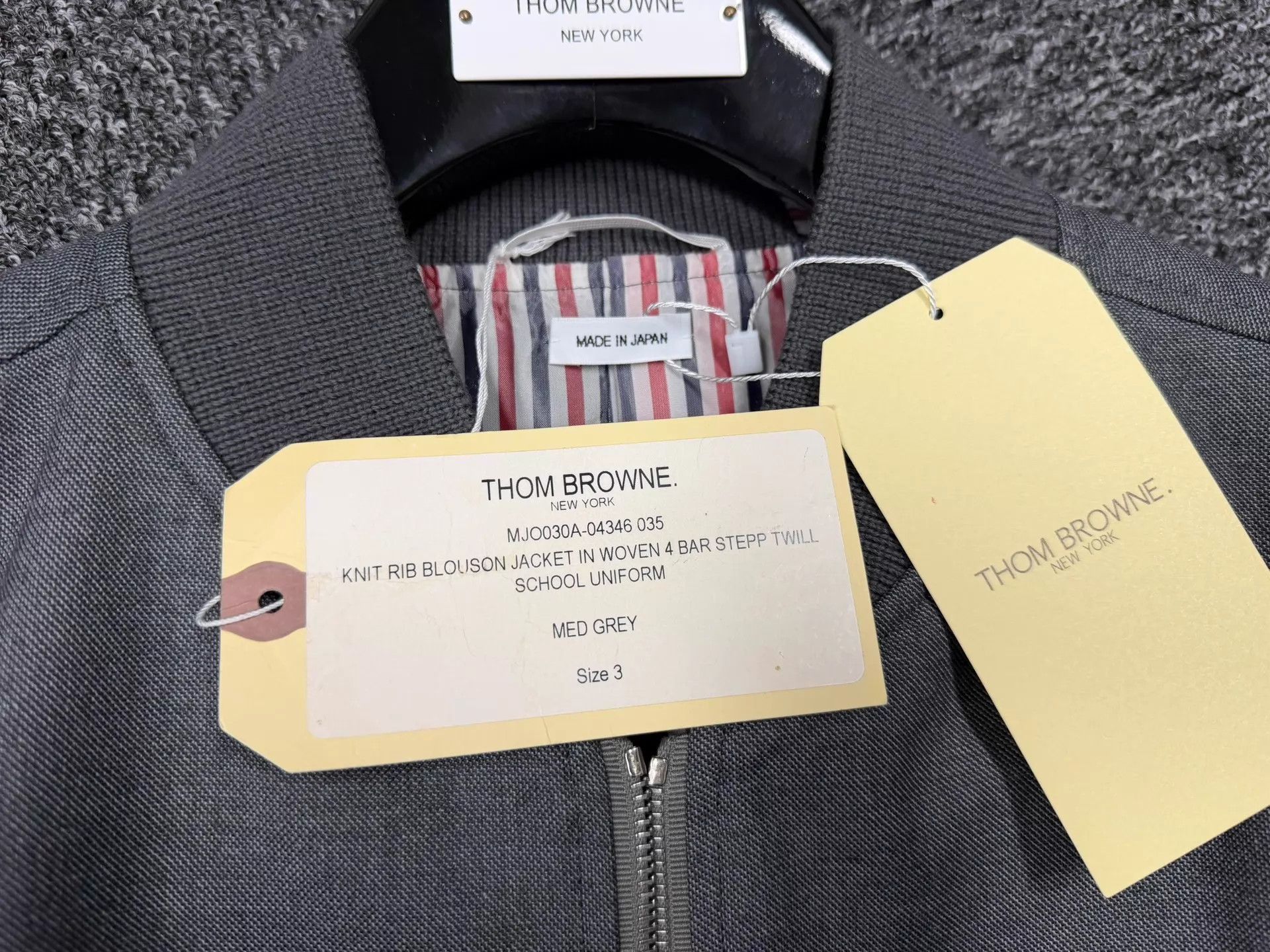 Thom Browne Thom Browne Dark Gray 4-Bar Wool Flight Jacket 3 Size US L / EU 52-54 / 3 - 4 Thumbnail