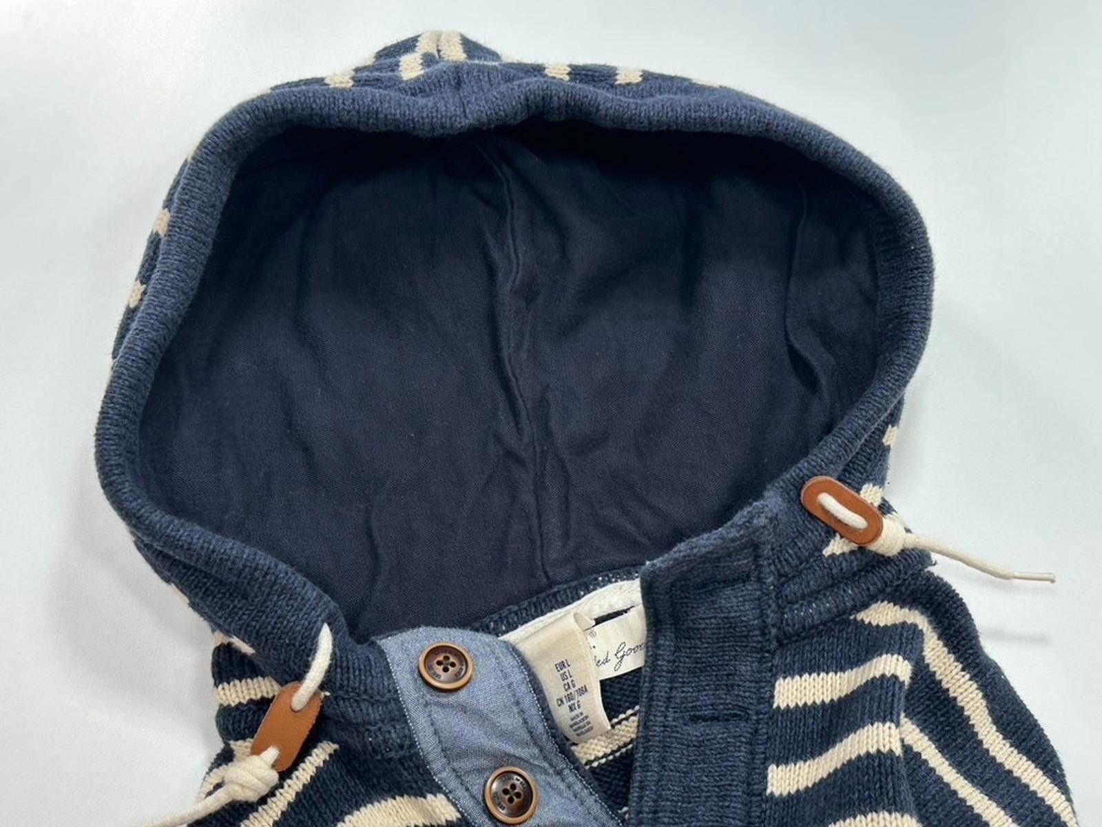 H&M HM LOGG 1/4 Button Striped Pocket Hoodie Blue Mens L Size US L / EU 52-54 / 3 - 7 Thumbnail
