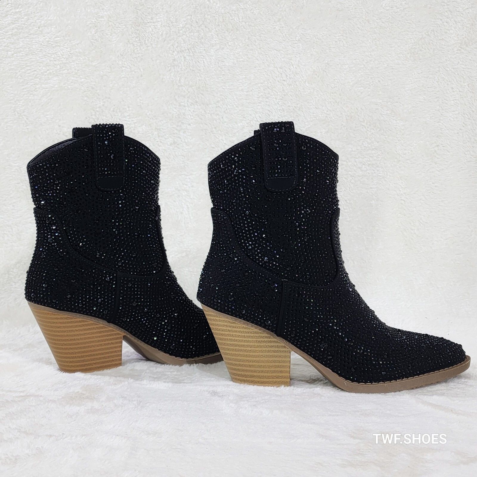 Other Dolly Charcoal Black Rhinestone Glitter Cowgirl Country Glam Size US 8.5 / IT 38.5 - 4 Thumbnail