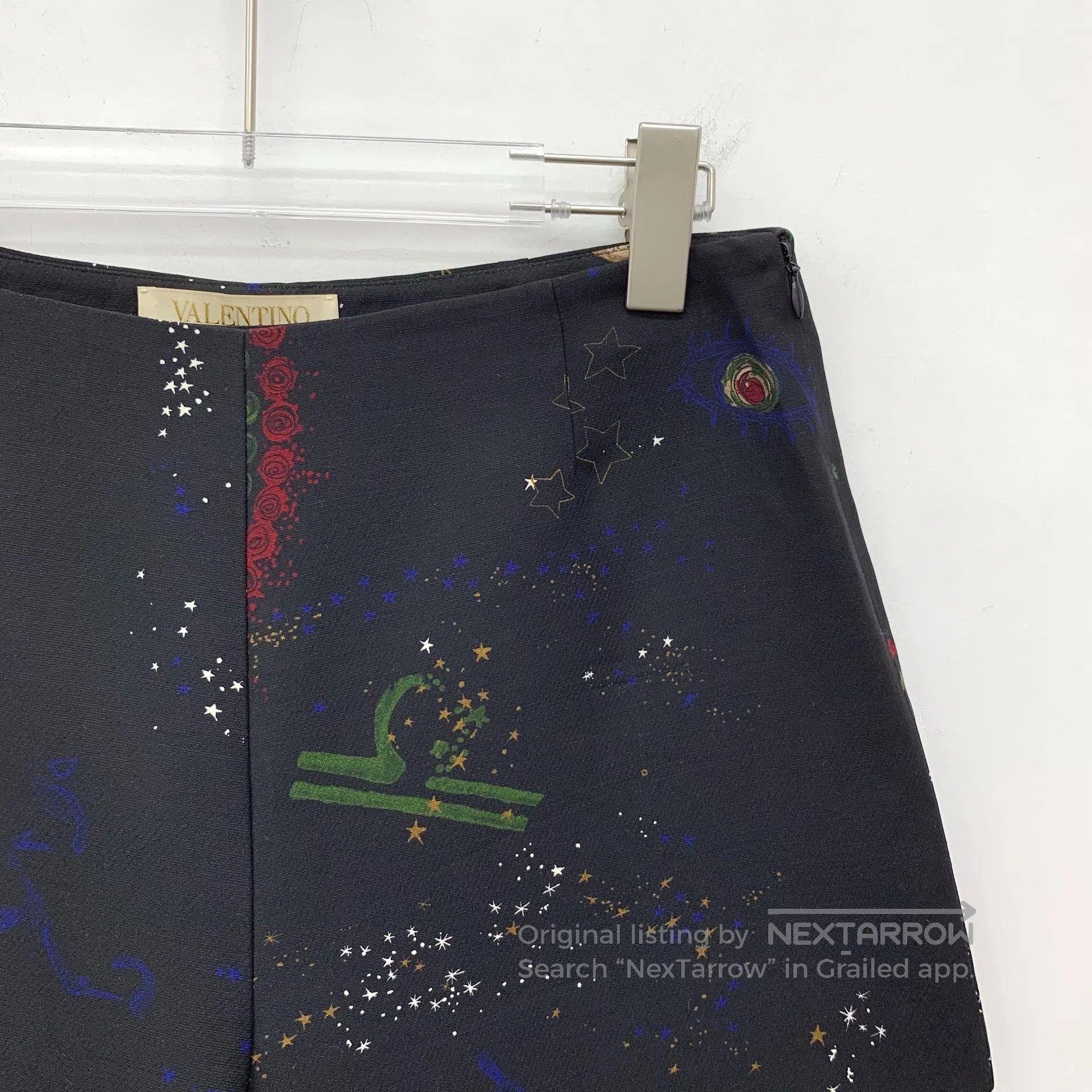 Valentino Valentino Black Starry Universe Printed Wool Casual Short Size 39" - 3 Thumbnail