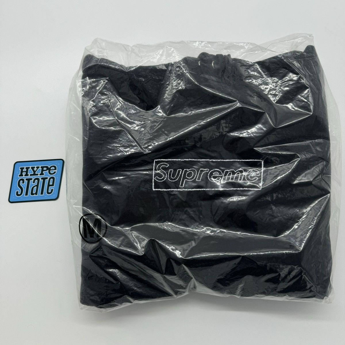 image of Supreme Kaws Chalk Logo Hooded Sweatshirt Black, Men's (Size Medium)