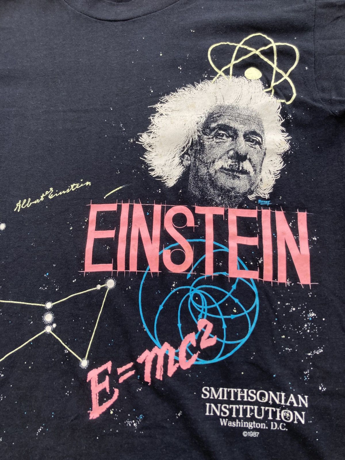 Vintage Vintage 80s Albert Einstein E=mc ² Black T shirt Size US M / EU 48-50 / 2 - 8 Thumbnail