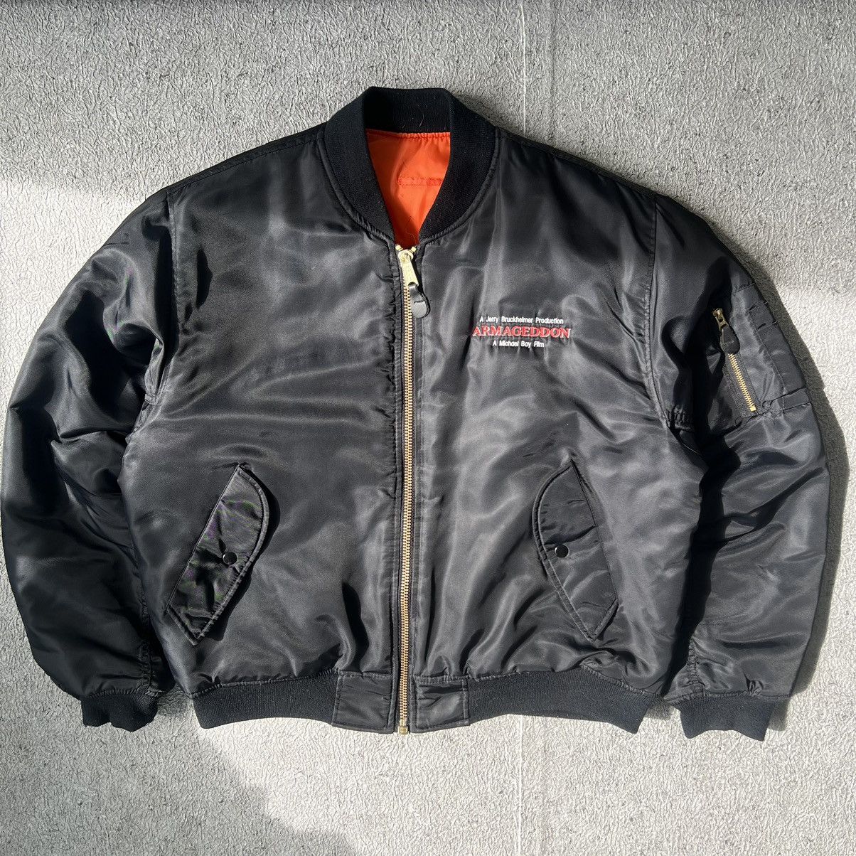 image of 90's Armageddon Movie Promo Flight Bomber Jacket in Black, Men's (Size XL)