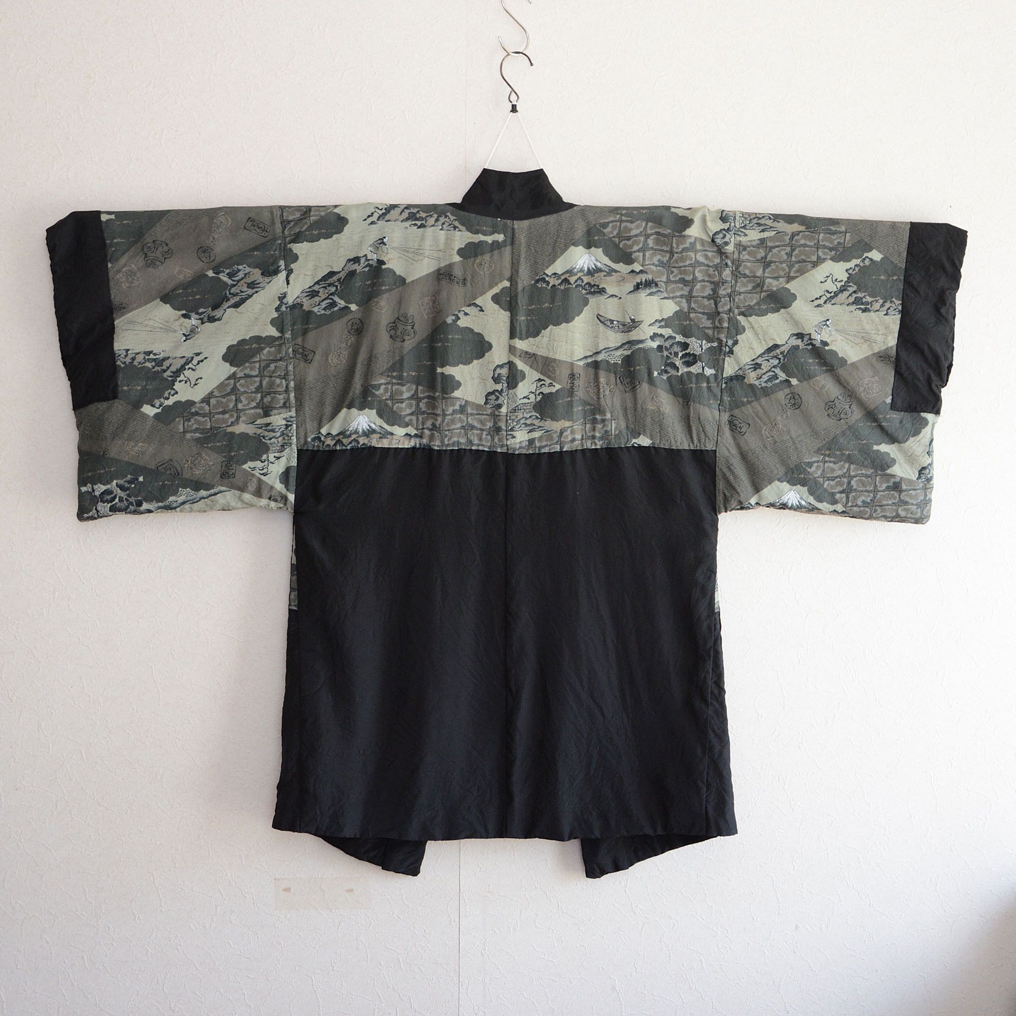 Black Haori Jacket Kimono Japanese Vintage Montsuki Nihonga