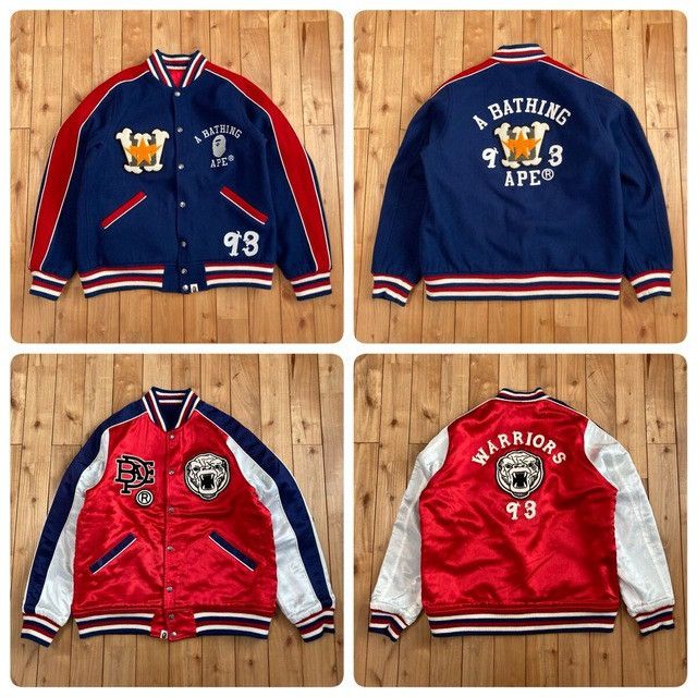 Bape 🔥Reversible🔥 BAPE Logo Melton Wool Varsity Jacket Kanye NIGO Size US XL / EU 56 / 4 - 1 Thumbnail