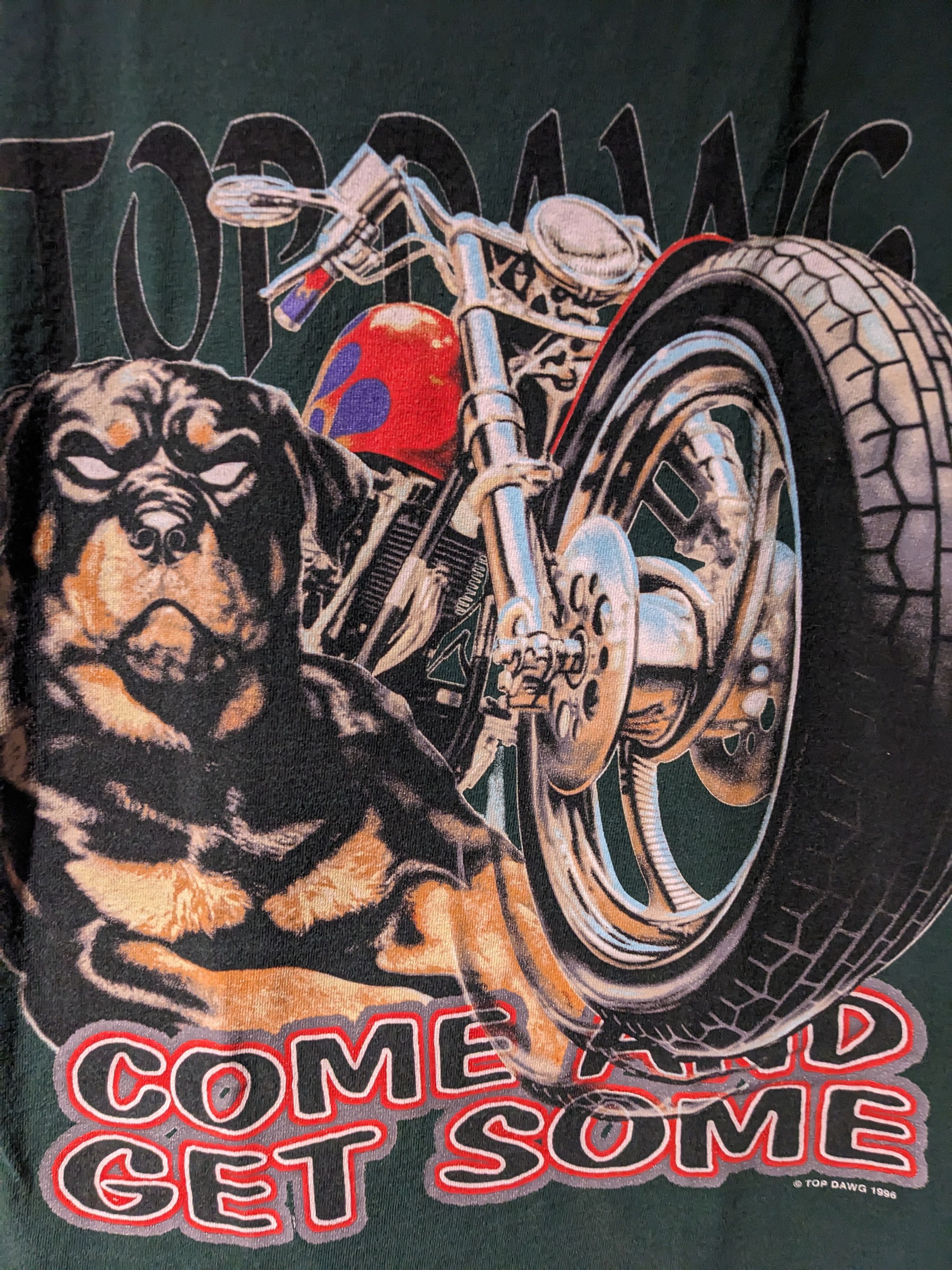 Harley Davidson × Vintage Vintage 1996 Top Dawg Motorcycle Come and Get Boys T-Shirt Size US S / EU 44-46 / 1 - 2 Thumbnail