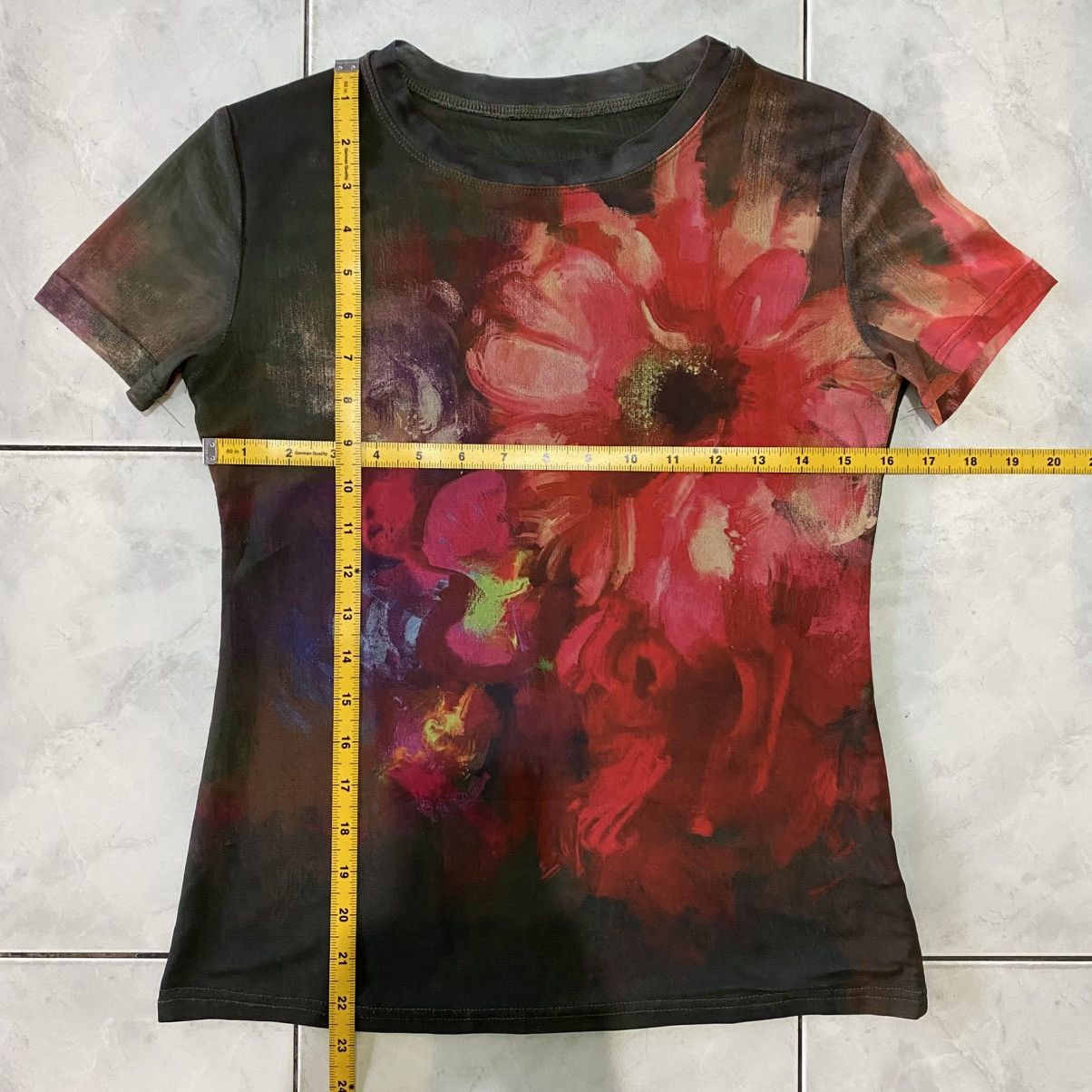 Japanese Brand H&D Artistic Floral Painting Dark Tone Tee Grunge Aesthetic Size L / US 10 / IT 46 - 18 Thumbnail