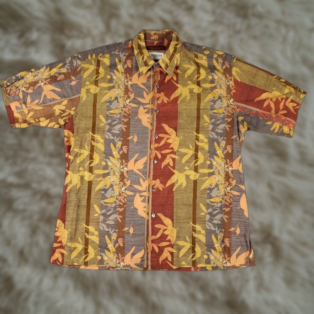 Tori Richard Tori Richard Shirt Mens Large Red Brown Striped Casual Button Up Short Sleeve Size US L / EU 52-54 / 3 - 1 Thumbnail