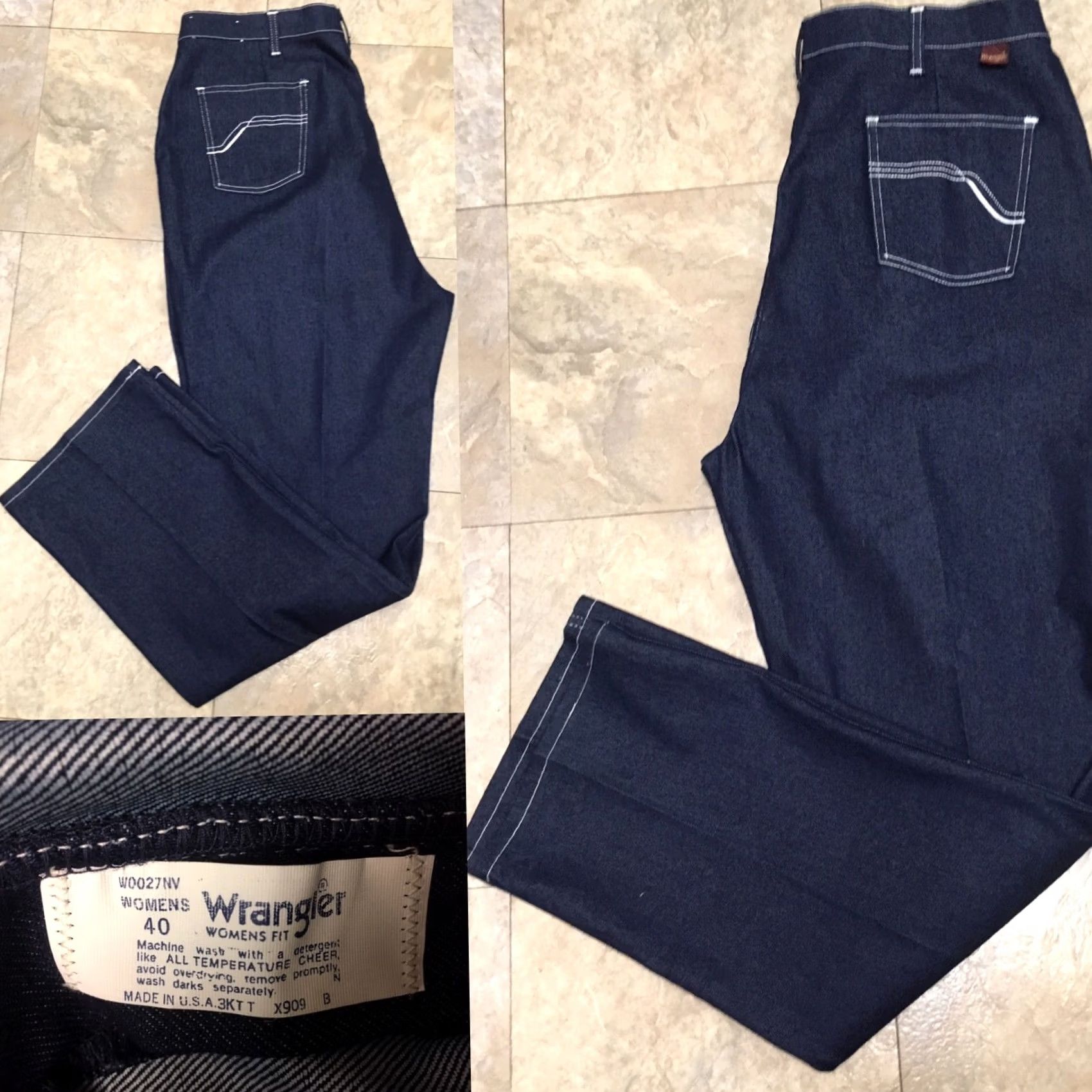 Wrangler VINTAGE Wrangler Women's Fit Jeans Denim USA White Stitching 40 Blue Cowboy Western 80s 90s Womens" Size 27" / US 4 / IT 40 - 3 Thumbnail