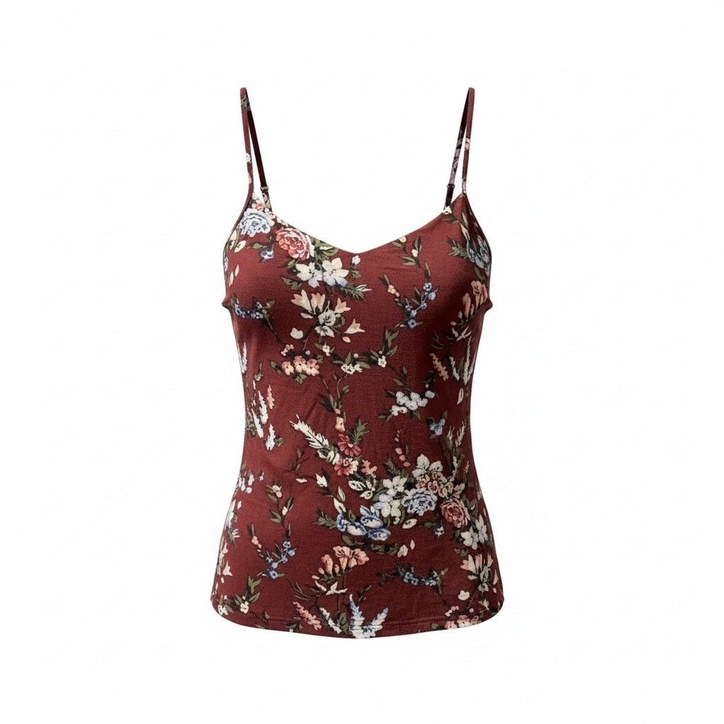 Loft LOFT Outlet Women’s Small S Burgundy Floral Tank Top Size S / US 4 / IT 40 - 1 Thumbnail