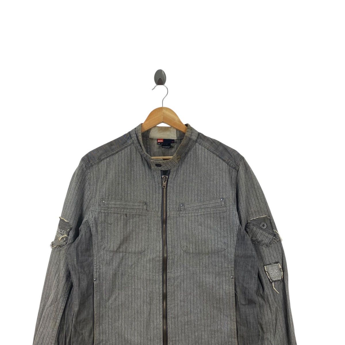 Diesel Vintage DIESEL PINSTRIPEjy Utility Biker Jacket Size US L / EU 52-54 / 3 - 2 Thumbnail