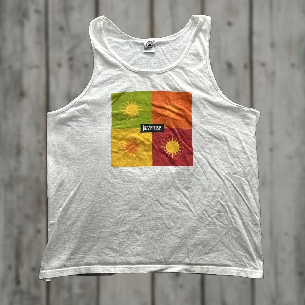 Delta VINTAGE Jazzercise Shirt Mens XL White Tank Top 90s Workout Graphic Fitness y2k Size US XL / EU 56 / 4 - 1 Thumbnail