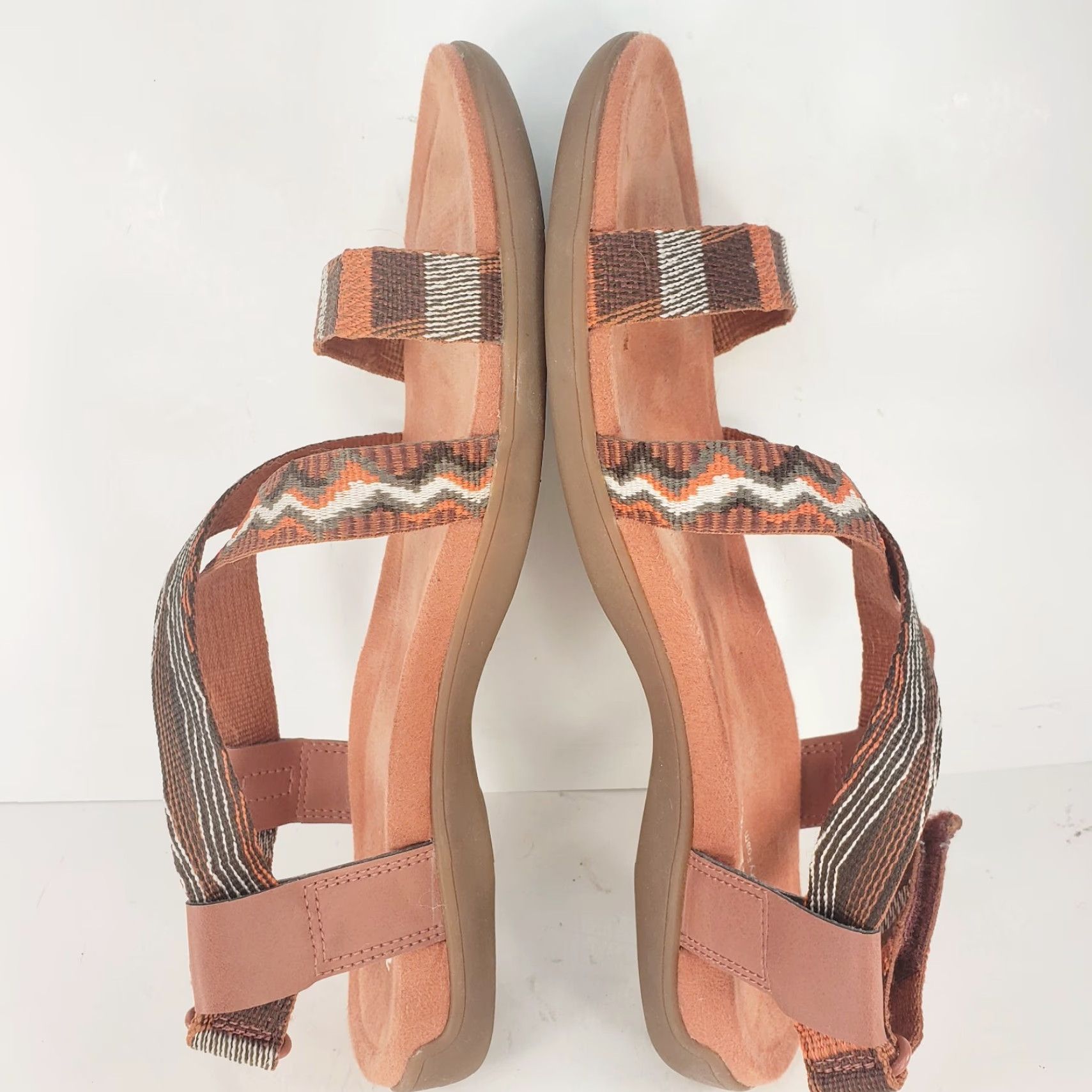 Merrell Merrell Womens Sandals Orange Strappy Comfort Arch Support Muri Redwood District Geometric Outdoor Fabric Slip-on Adjustable Hook & Eye Adults Womens Size US 9 / IT 39 - 7 Thumbnail
