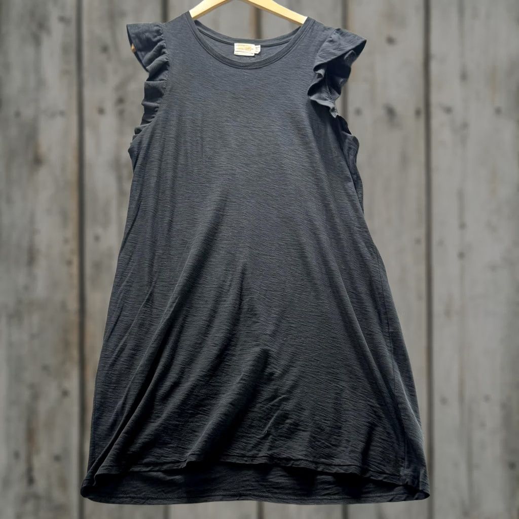 Nation LTD Nation LTD Dress Womens L Black Pima Cotton Jersey Flutter Ruffle Tank Short Size L / US 10 / IT 46 - 1 Thumbnail