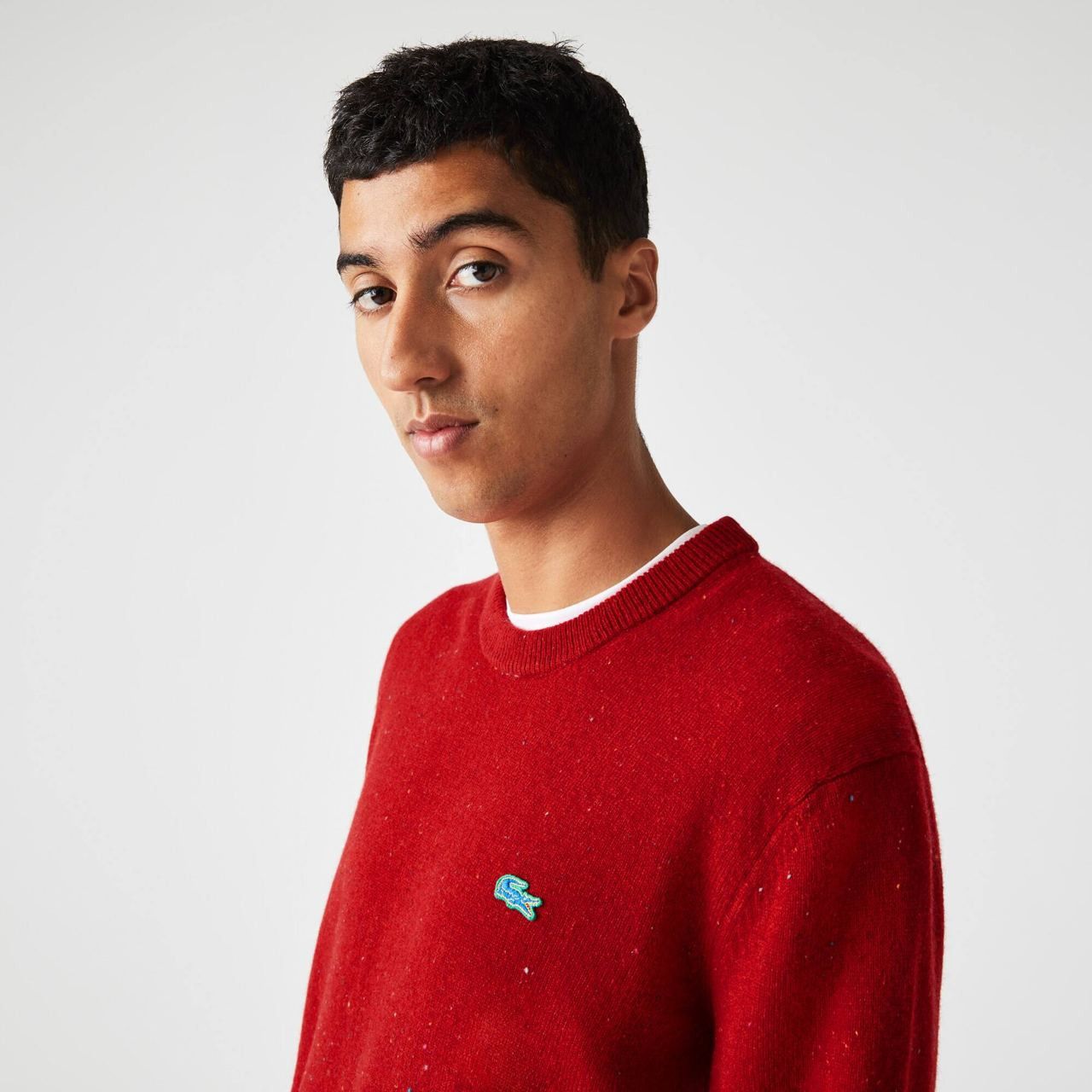 Lacoste × Vintage 90s Lacoste Chemise Oversized Heavy Wool Sweater Size US XL / EU 56 / 4 - 2 Thumbnail