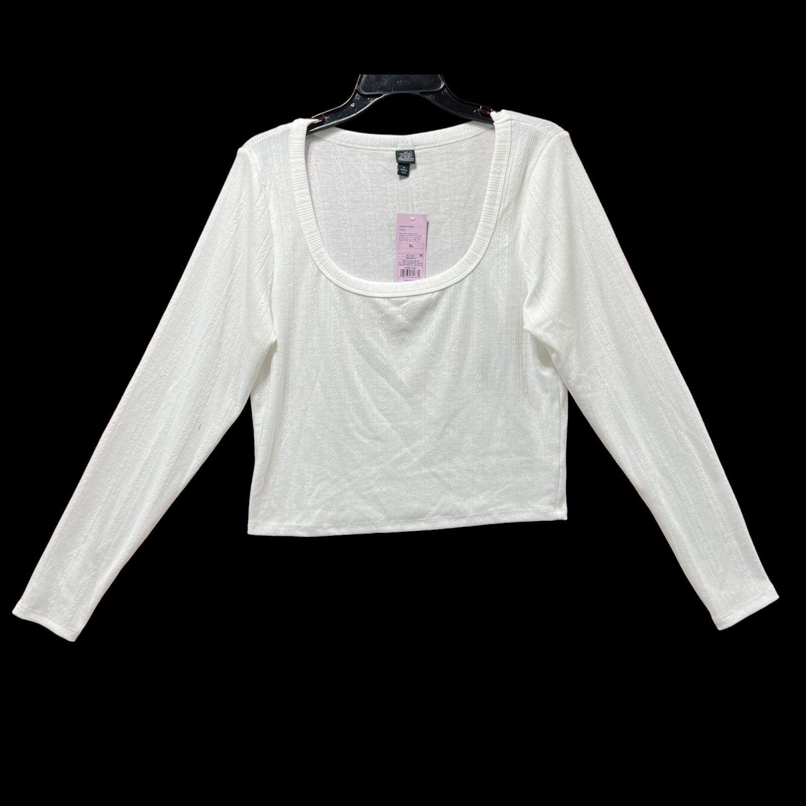 Other Wild Fable - Women's Long Sleeve Square Neck Pointelle T-Shi Size XL / US 12-14 / IT 48-50 - 2 Thumbnail