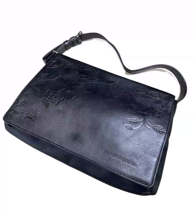 Jean Paul Gaultier Black Soul Leather Satchel Underarm Bag