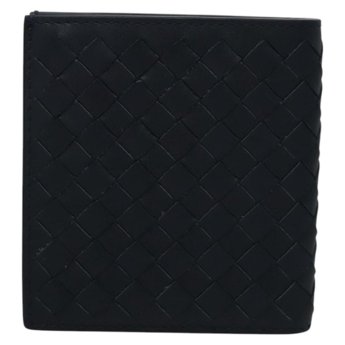 Intrecciato Navy Leather Wallet (Pre-Owned)