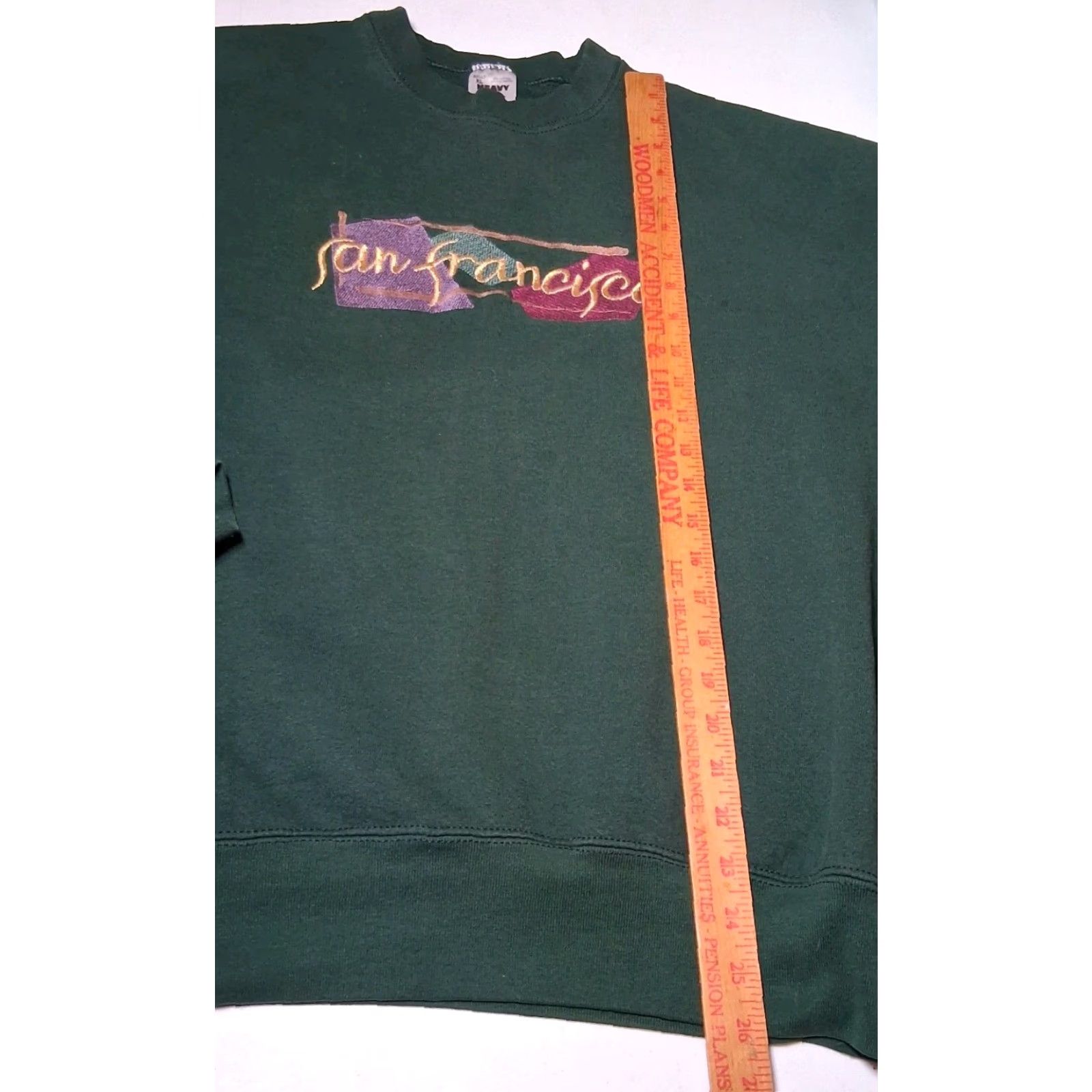 Fruit Of The Loom Vintage San Francisco California Sweatshirt XL Green Embroidered Crewneck USA Size US XL / EU 56 / 4 - 4 Thumbnail