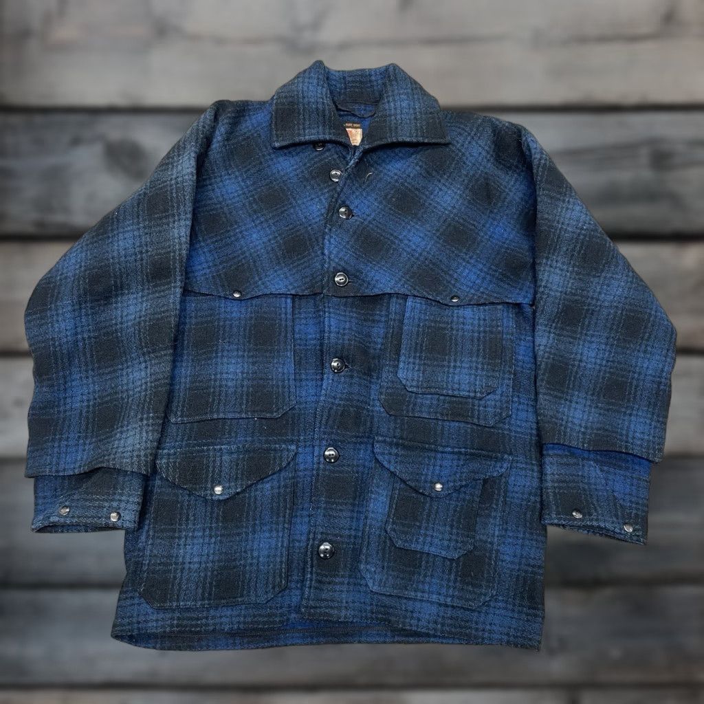 Vintage VINTAGE Hettnick Manufacturing Co. Wool Mackinaw Jacket Mens M Blue Shadow Plaid Cruiser Wool Seattle 30s Size US M / EU 48-50 / 2 - 1 Thumbnail