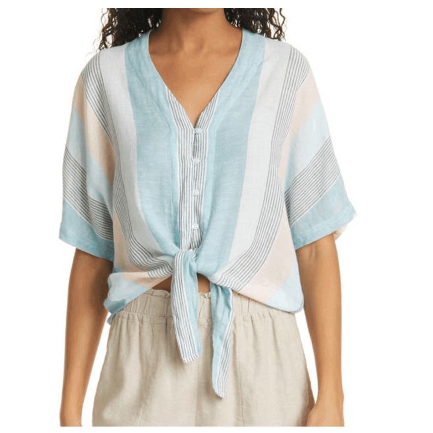 RAILS Thea Stripe Tie Front Top In Highland Stripe Size Lar