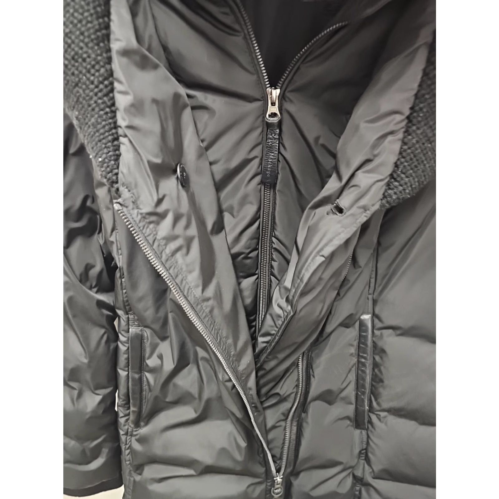 Mackage MACKAGE Brigid Knit Trim Down Coat/Jacket Sz: Medium Mens Womens Spring 37 Long Black Down Coat with Zip Hoodie Parka Size M / US 6-8 / IT 42-44 - 7 Thumbnail