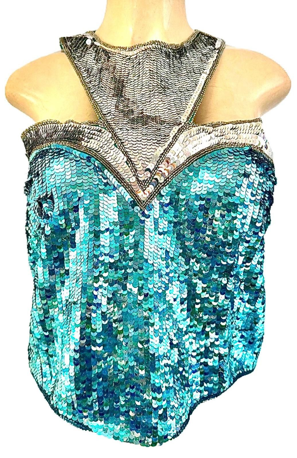 Other Sequin Top Turquoise Silver size L Size L / US 10 / IT 46 - 1 Thumbnail